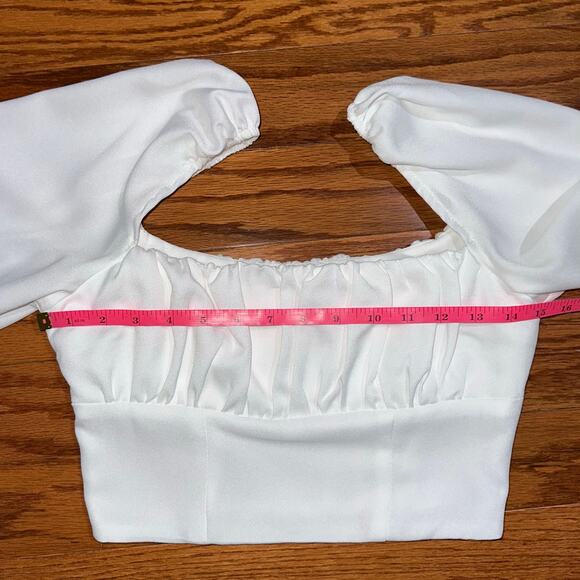 Princess Polly Ariah White Long Balloon Sleeve Milkmaid Crop Top Size 4 - Picture 14 of 16